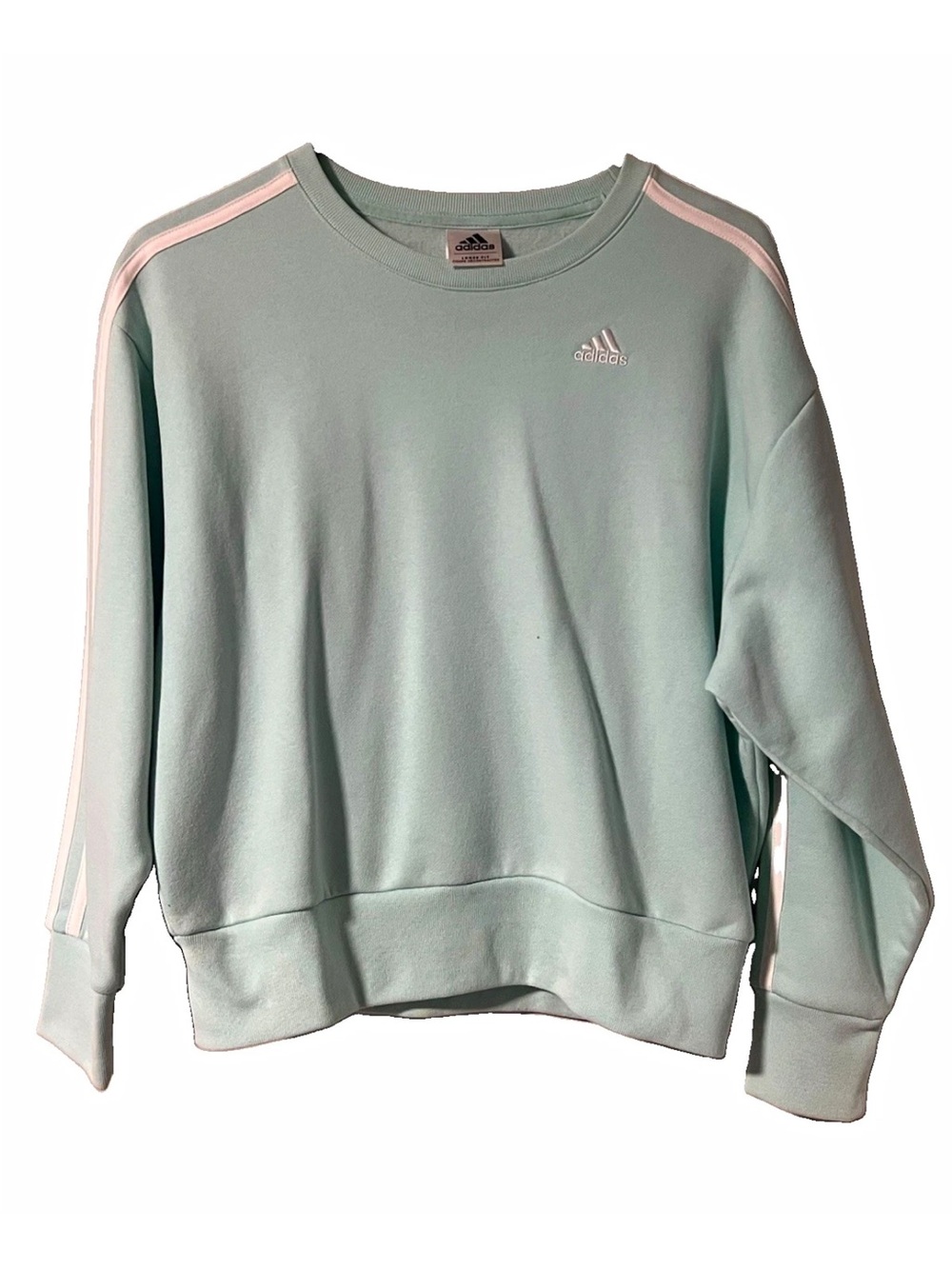 adidas Mint Green Crewneck Sweatshirt with White Stripes